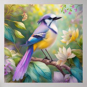 Póster Violet Tufted Jay Fantasy Bird