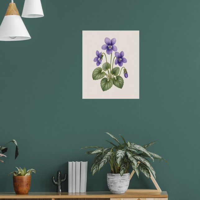 Póster Violeta Botánica, Flor de Nacimiento de Febrero (Salón 1)