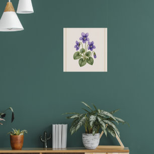 Póster Violeta Botánica, Flor de Nacimiento de Febrero
