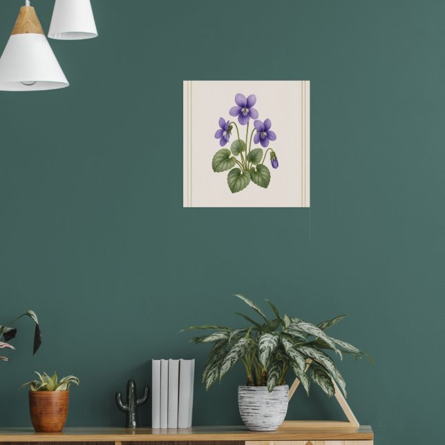 Póster Violeta Botánica, Flor de Nacimiento de Febrero (Salón 1)