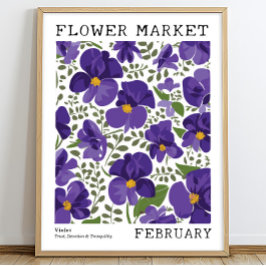 Póster Violeta Morada Floral Febrero Mercado de Flores Na