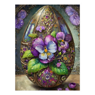 Póster Violetas de Pie de Pájaro en Flor Flores Silvestre