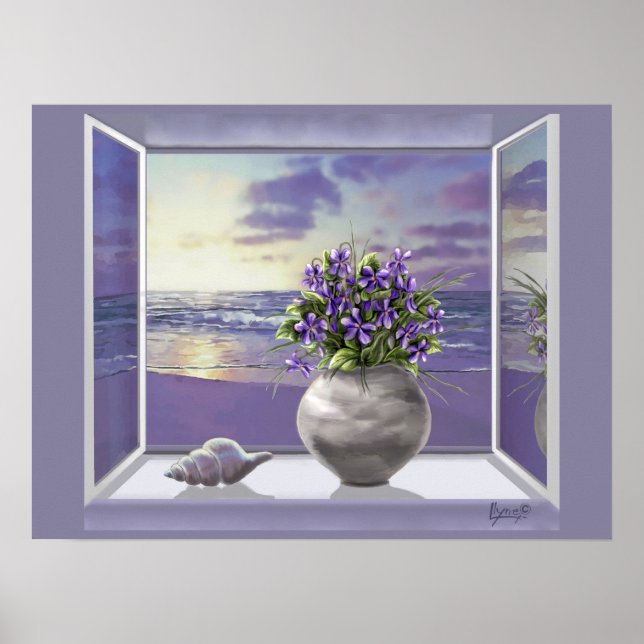 Póster Violetas en un poster lunar (Frente)