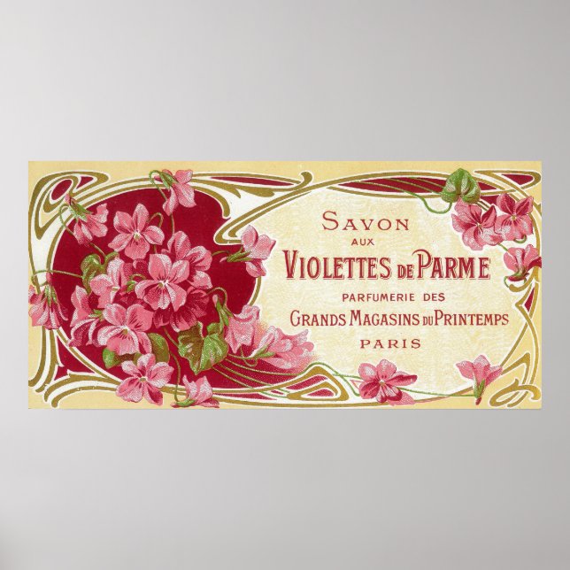 Póster Violettes De Parme Perfume LabelParís, Francia (Frente)