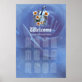 Póster Violín blanco con flores - Música elegante y natur