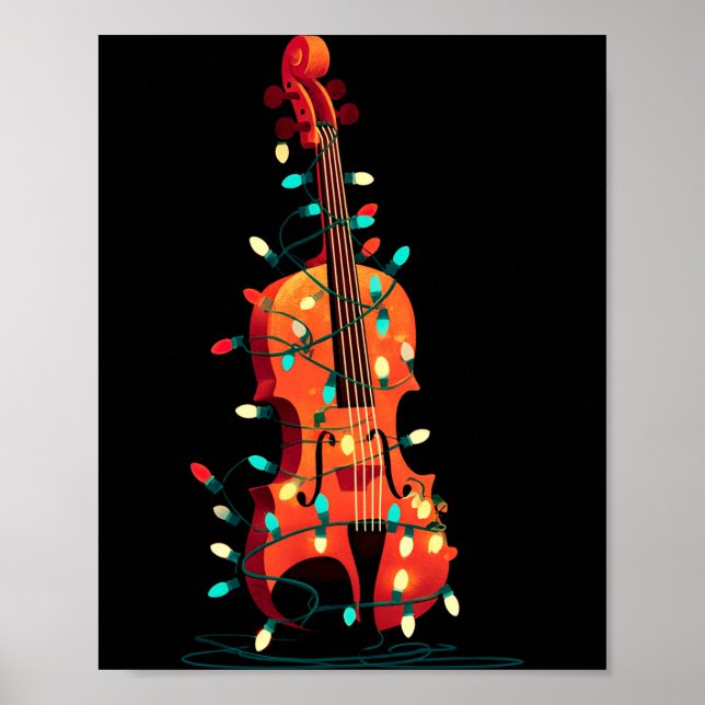 Póster Violin Christmas Graphics Lights Lover Player Viol (Frente)