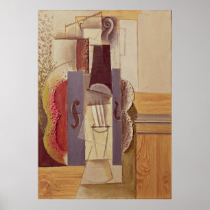 Póster Violín colgando en la pared por Picasso (1913)