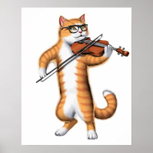 Póster Violín de juego de gatos