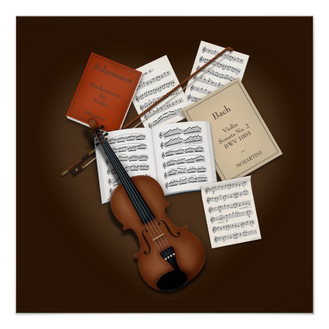 Póster Violin en un Personalizable de historias musicales (Anverso)