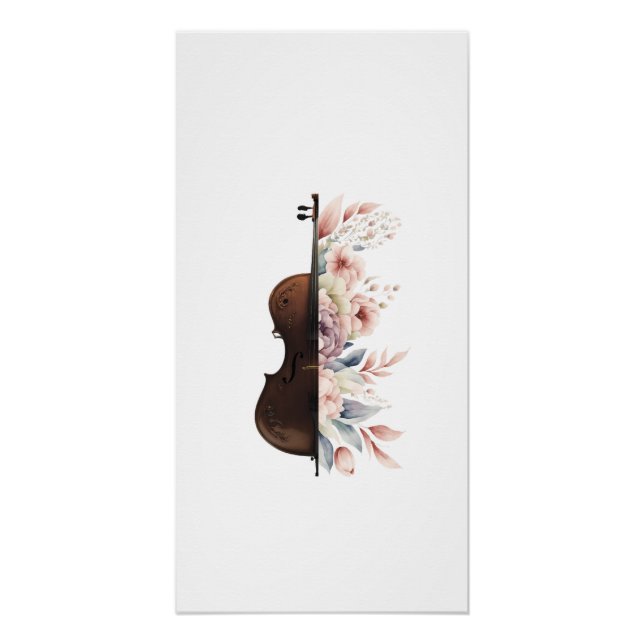 Póster Violín entre flores. Bouquet de flores. (Anverso)