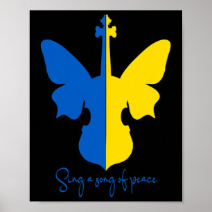 Póster Violin Mariposa Ucraniana Paz En Ucrania Música