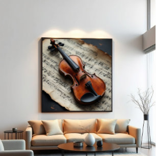 Póster Violín y partitura
