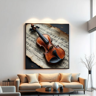 Póster Violín y partitura