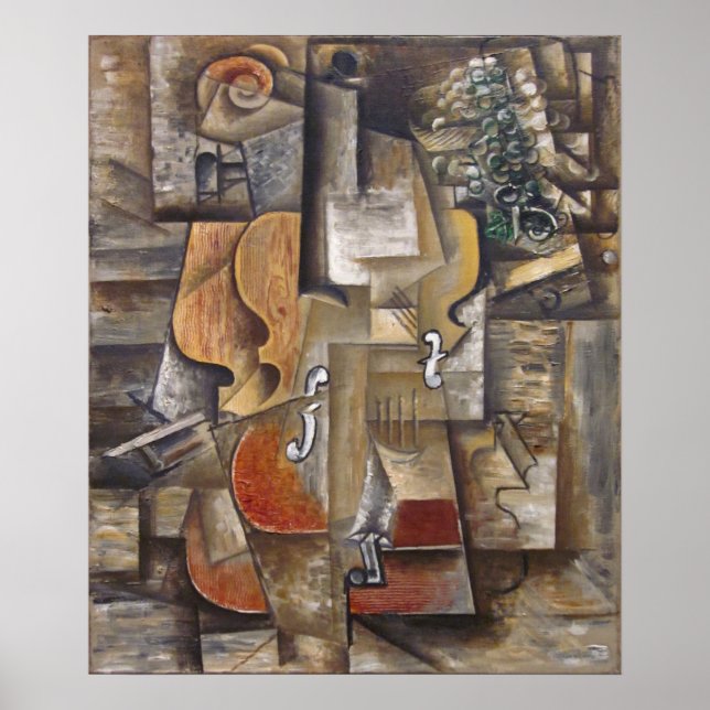 Póster Violín y uvas de Picasso (1912) (Frente)