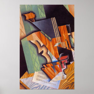 Póster Violín y vidrio, por Juan Gris