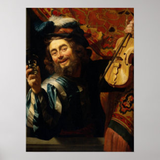 Póster 'Violinista de cerezo con vidrio de vino'