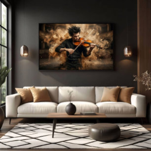 Póster Violinista Dramático Música Apasionada