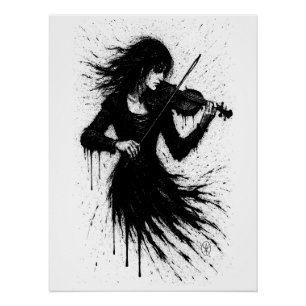 Póster Violinista Nacido de la Tinta en la Tormenta de So