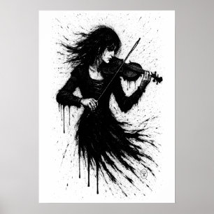 Póster Violinista Nacido de la Tinta en la Tormenta de So
