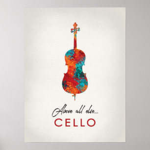 Póster Violoncelo - música colorida brillante
