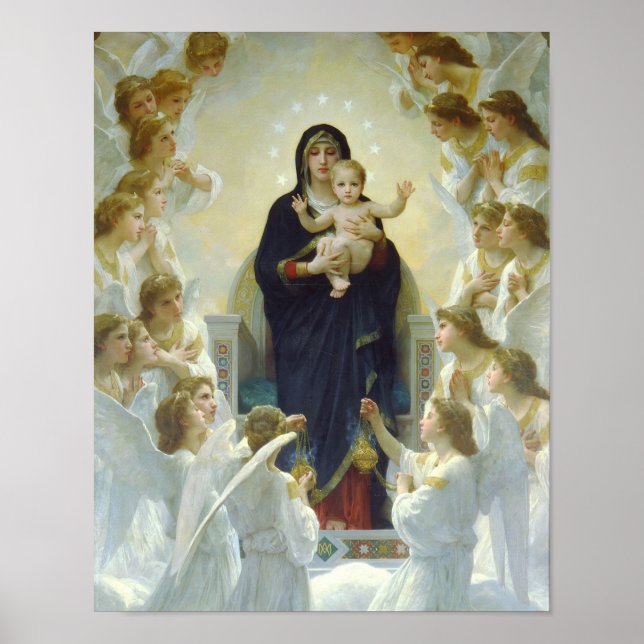 Póster Virgen con ángeles de William Bouguereau Print (Frente)