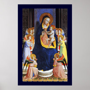 PÓSTER VIRGEN CON NIÑO, ÁNGELES Y SANTOS