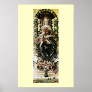 Póster VIRGEN CON NIÑO, azul negro