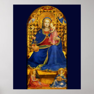 Póster VIRGEN CON NIÑO Y ÁNGELES DE FRA ANGELICO Blue