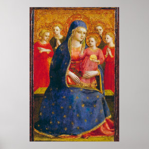 Póster VIRGEN CON NIÑO Y ANGELES Fra Angelico