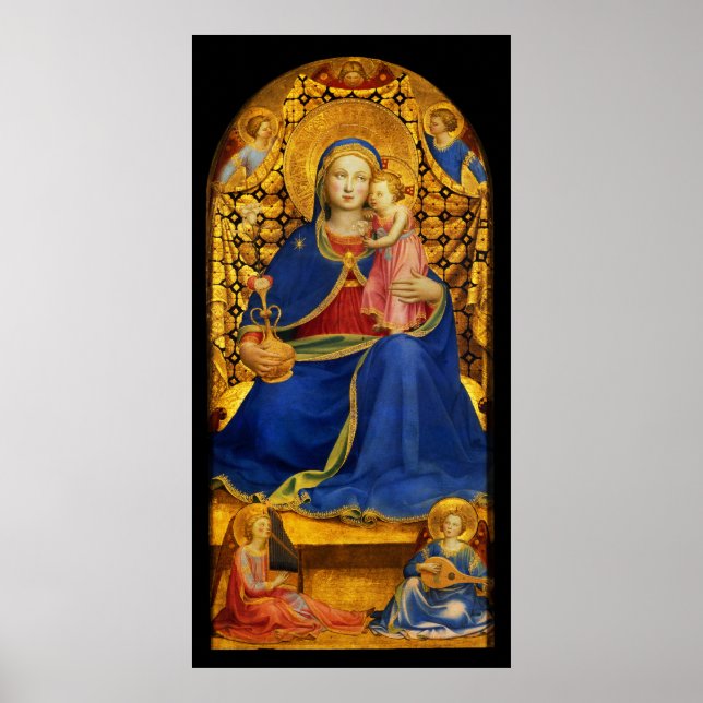 Póster VIRGEN CON NIÑO Y ÁNGELES, por Fra Angelico (Frente)