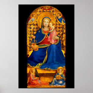 Póster VIRGEN CON NIÑO Y ÁNGELES por Fra Angelico