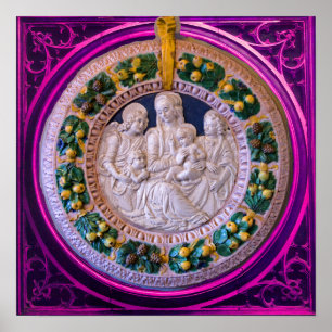 PÓSTER VIRGEN CON NIÑO Y SANTOS