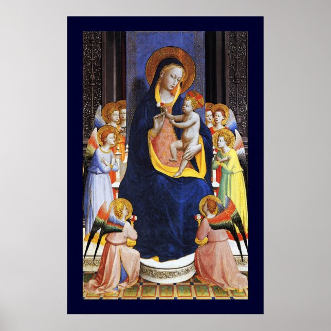PÓSTER VIRGEN CON NIÑOS, ÁNGELES Y SANTOS (Frente)