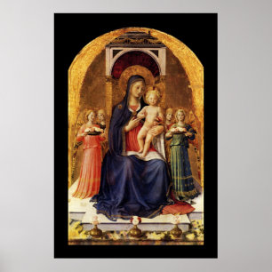 PÓSTER VIRGEN CON NIÑOS Y ÁNGELES