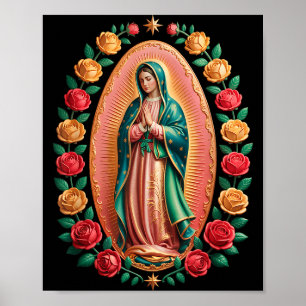 Póster Virgen De Guadalupe Santa María Cristiana Religios