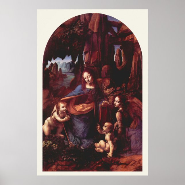 Póster Virgen de las Rocas de Leonardo da Vinci (Frente)