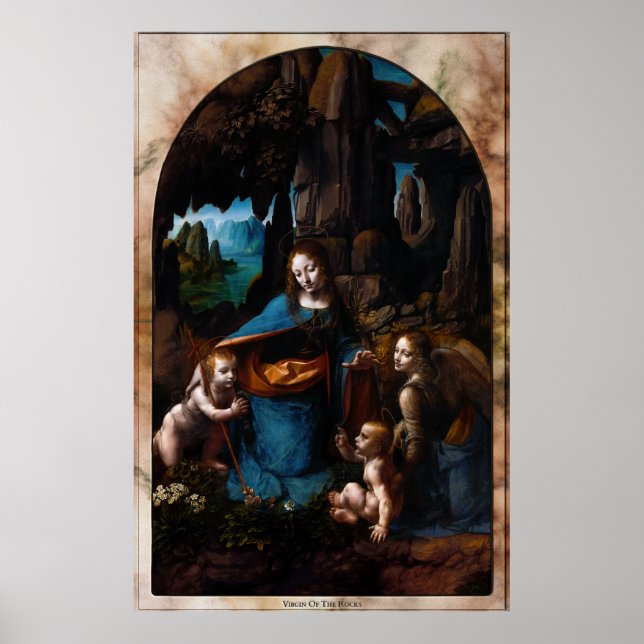 Póster Virgen de las Rocas de Leonardo da Vinci (Frente)