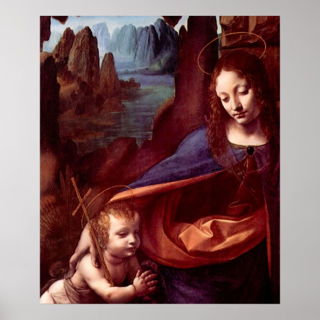 Póster Virgen de las Rocas por Leonardo da Vinci (Frente)
