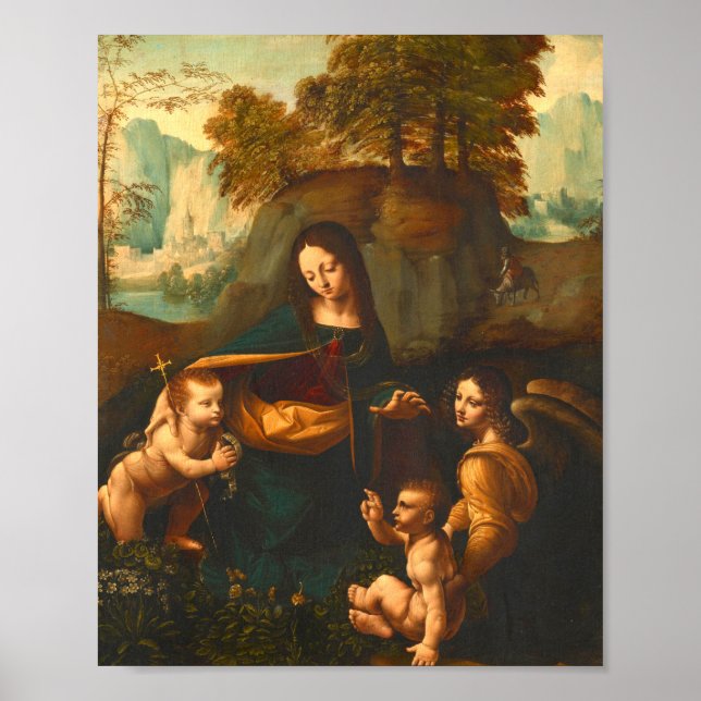 Póster Virgen De Las Rocas Por Leonardo Da Vinci (Frente)