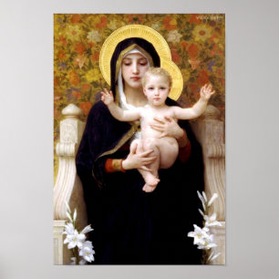 Póster Virgen de los Lilies - William-Adolphe Bouguereau