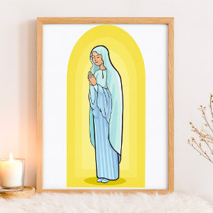 Póster Virgen María Católica Religiosa Elegante