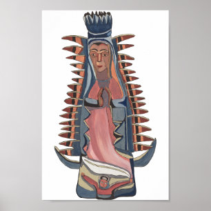 Póster Virgen María Nuestra Señora de Guadalupe pintando