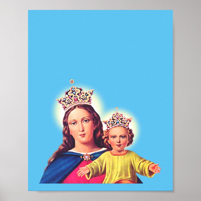 Póster Virgen María reina con Jesús (Frente)