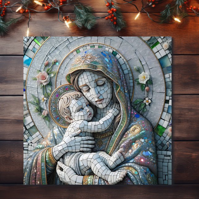 Póster Virgen María y el Niño Jesús | Estatua de Mosaic (Subido por el creador)
