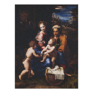 Póster Virgen María y Niño con Juan el Bautista
