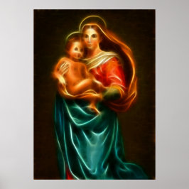 Póster Virgen María Y Niño Jesús