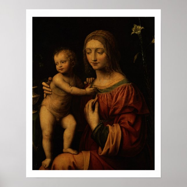 Póster Virgen y niño (aceite en el panel) (Frente)