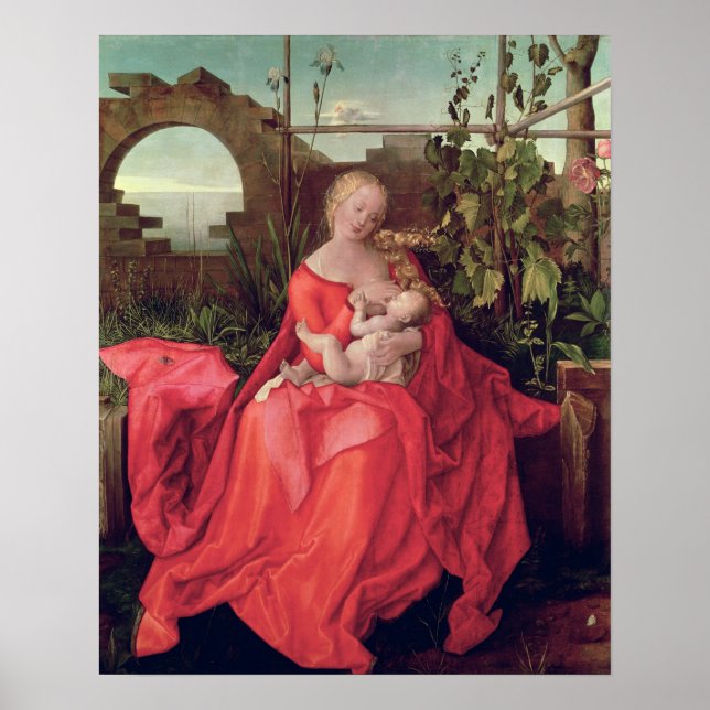 Póster Virgen y niño "Madonna con los Iris", 1508 (Frente)