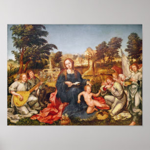 Póster Virgen y niño y ángeles, 1536-38