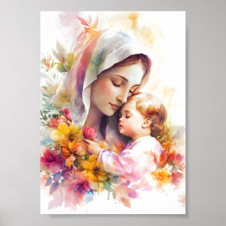 Póster Virgin Mary and Child Jesus Madonna Blessed Mother